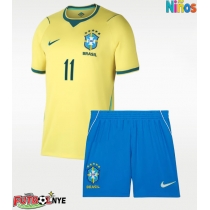Camiseta Brasil Raphinha Belloli #11 Primera Equipación para niños Mundial 2026 manga corta (+ pantalones cortos)